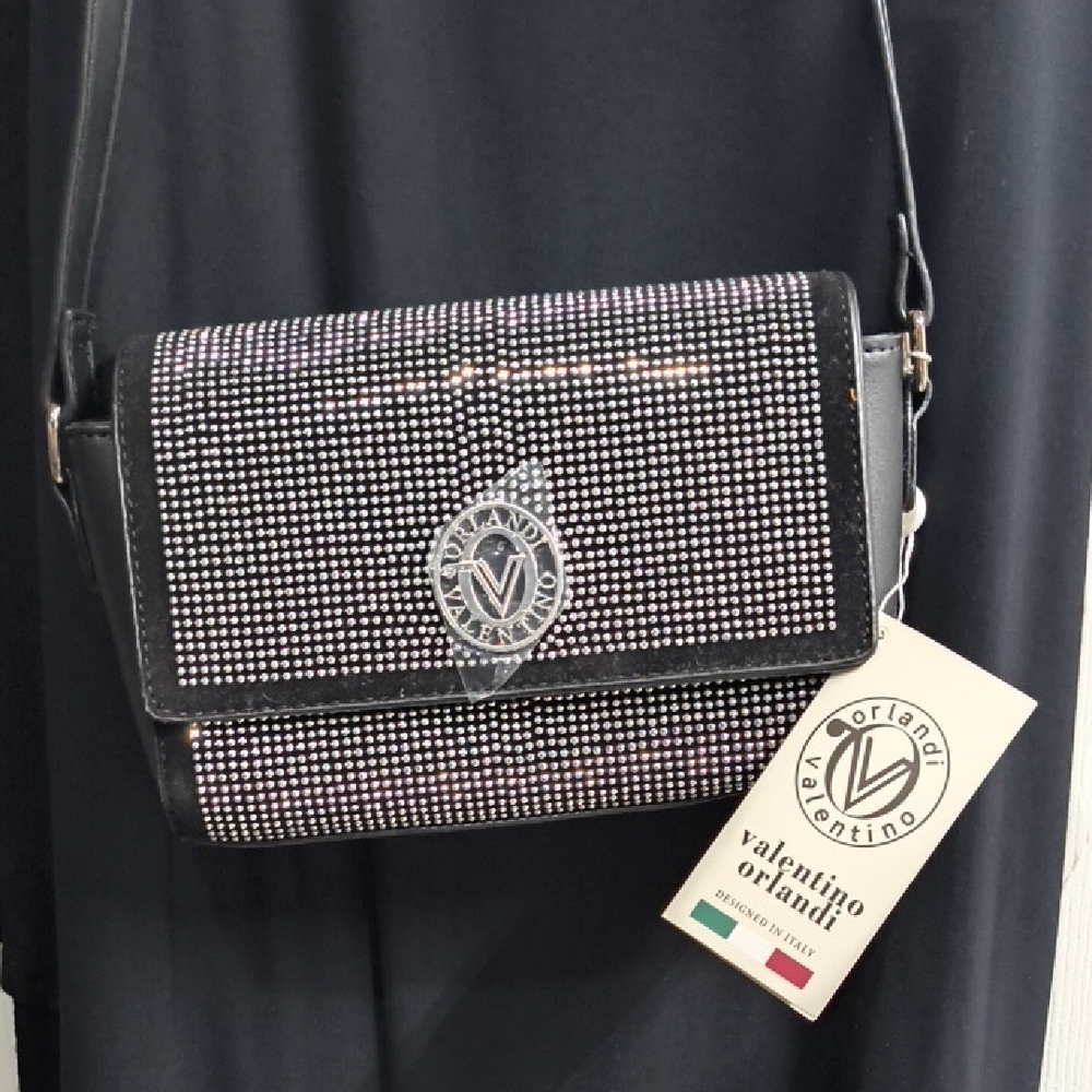 Valentino Orlandi Sparkling Black rhinestone Crossbody Bag